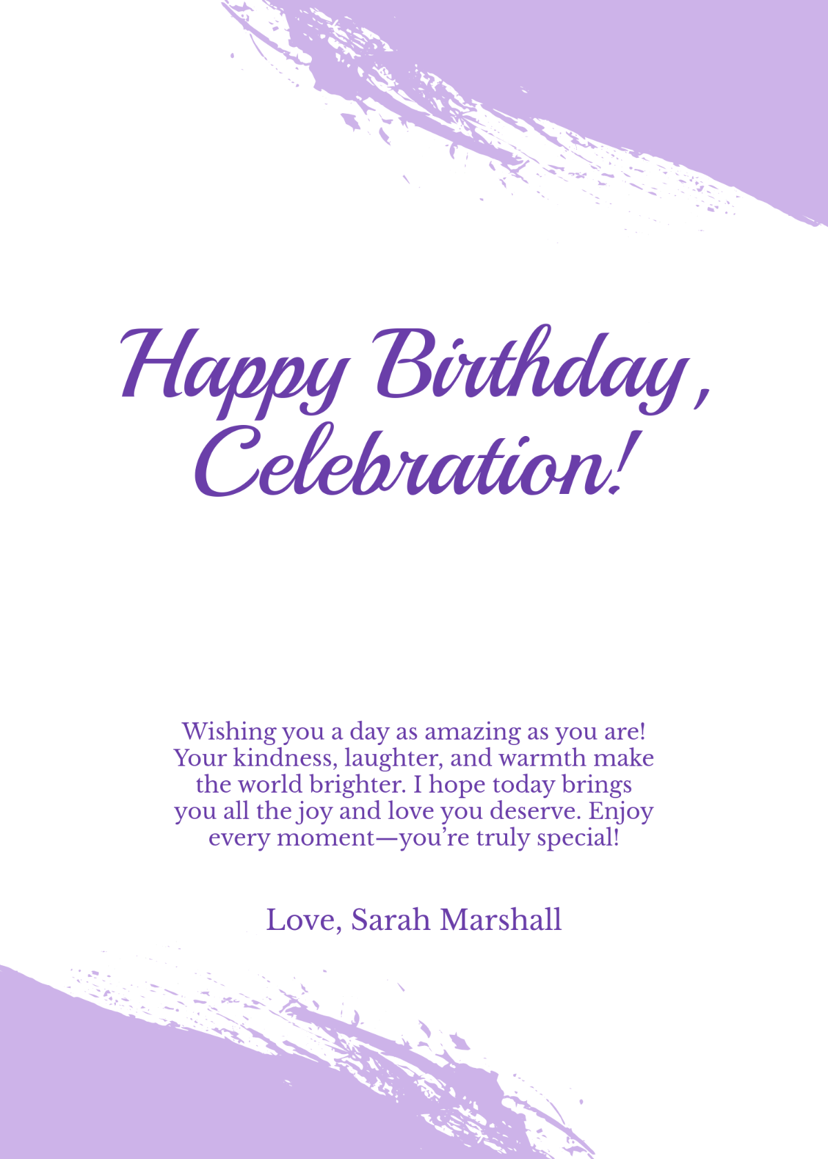 Free Purple Birthday Card Template to Edit Online