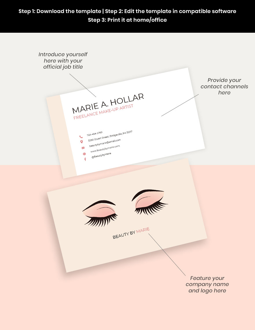 Professional Freelance Makeup Artist Business Card Template