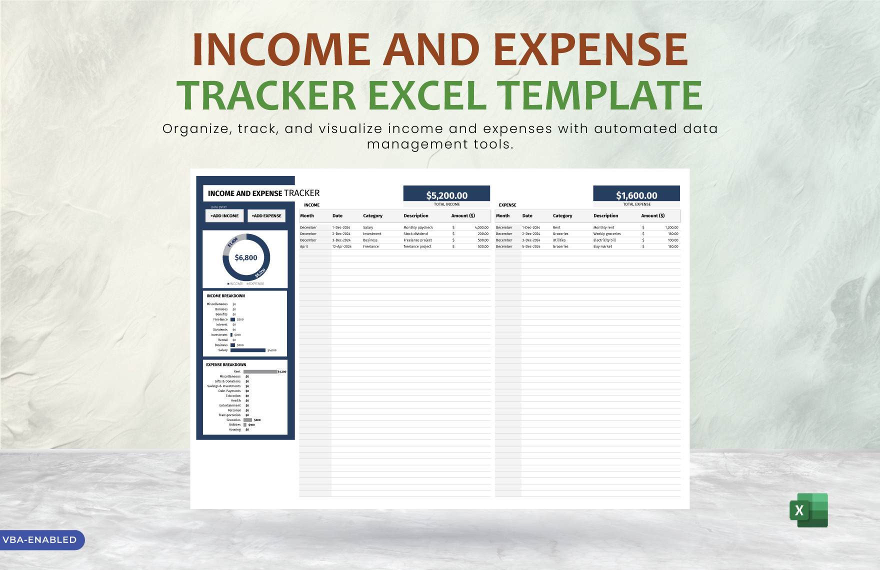 Income and Expense Tracker Excel Template in Excel - Download | Template.net