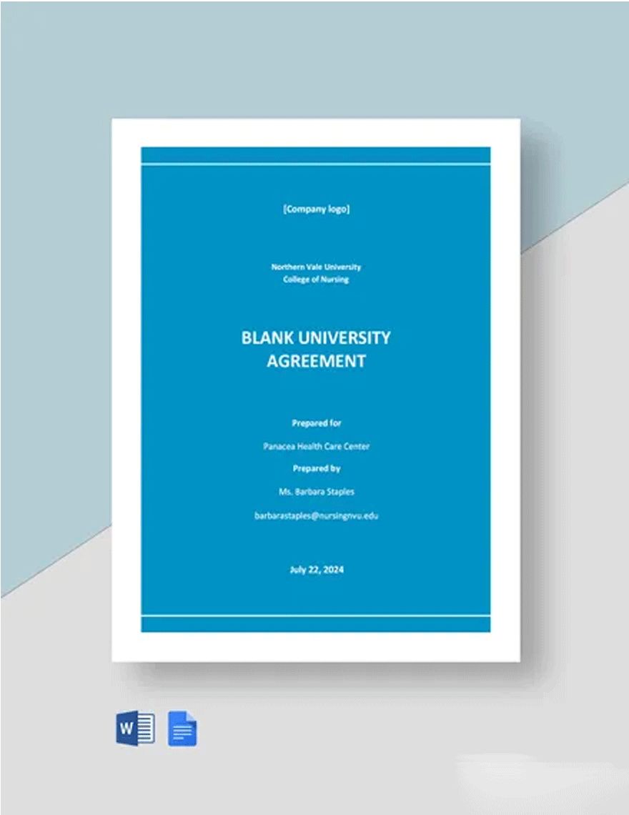 Blank University Agreement Template in Word, Google Docs, Apple Pages