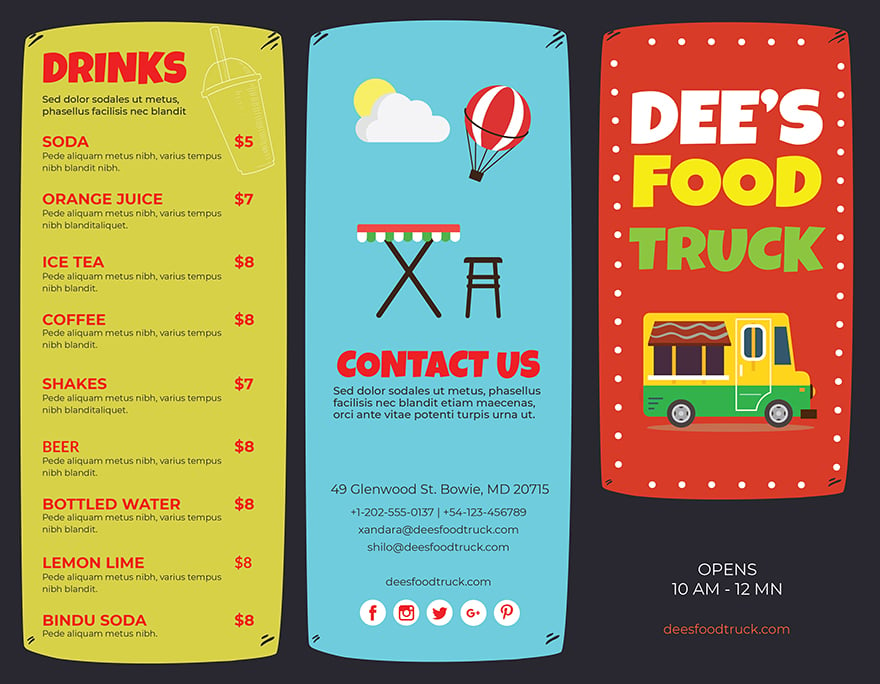 Food Truck Brochure Template