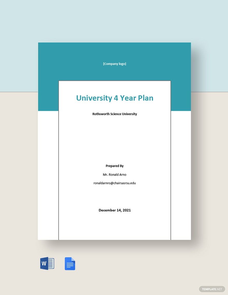 University 4 Year Plan Template