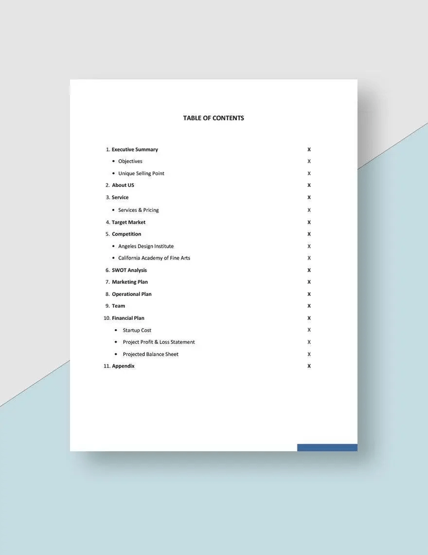 College Business Plan Template