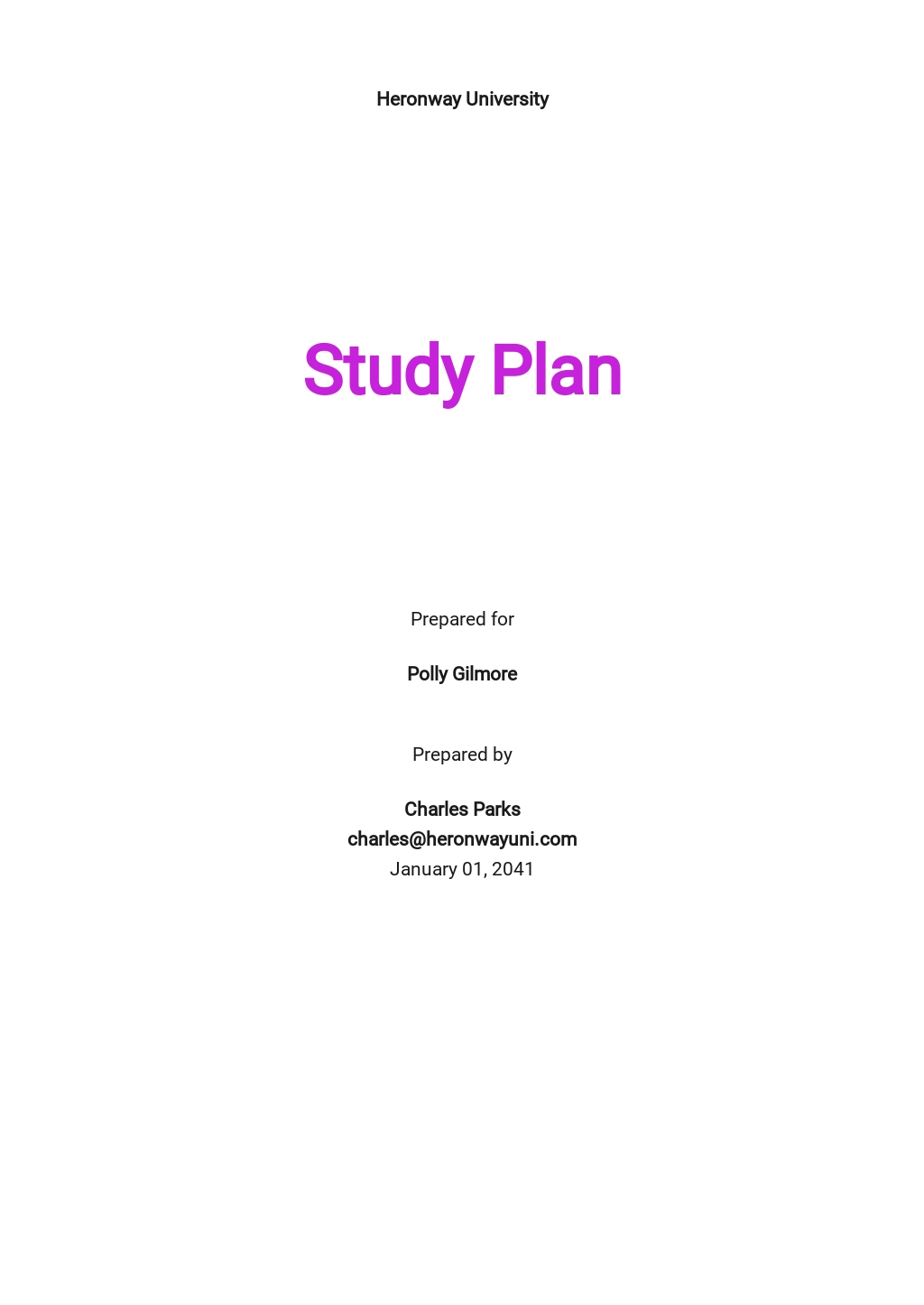 College Study Plan Template Free PDF Google Docs Word PDF 