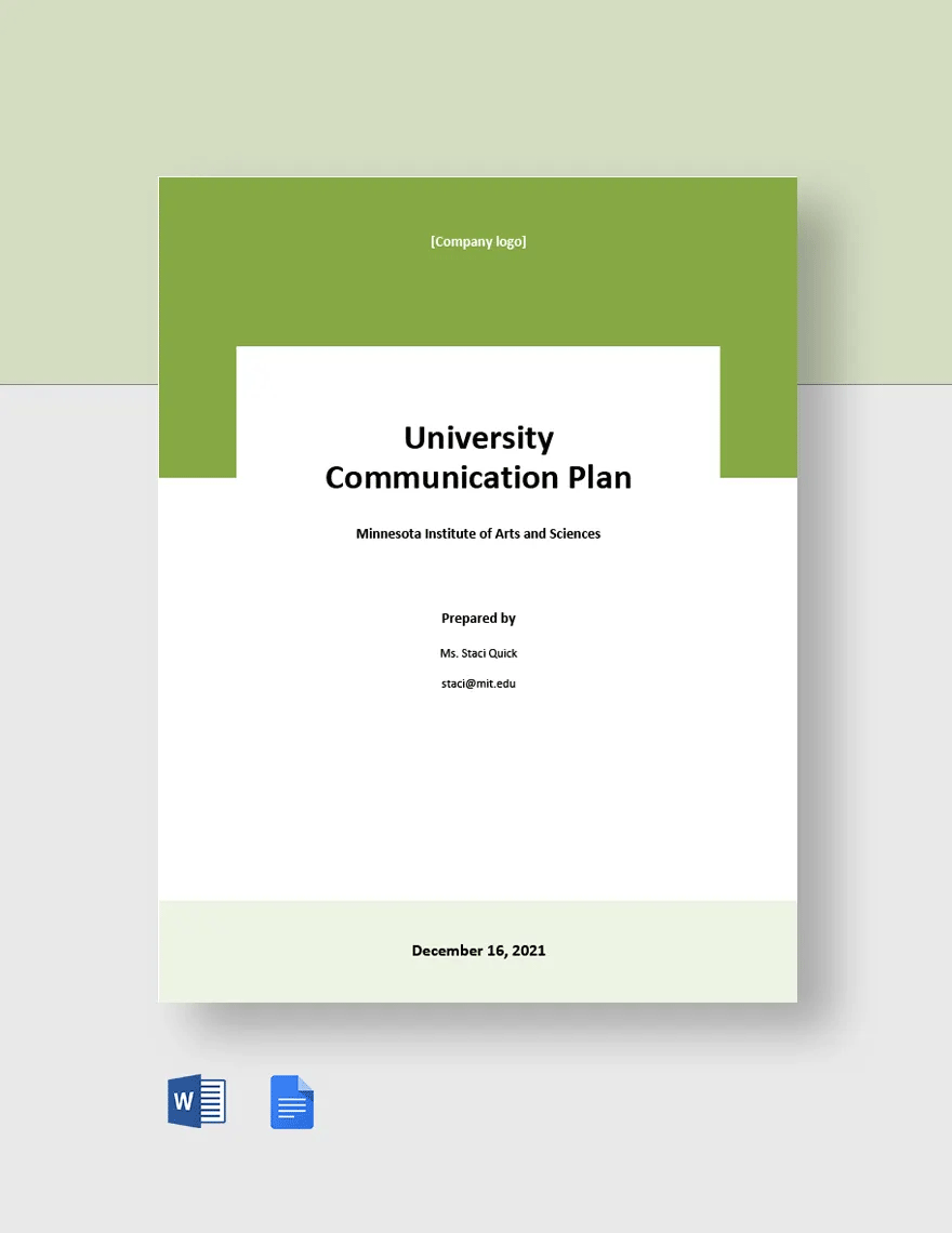 University Communication Plan Template
