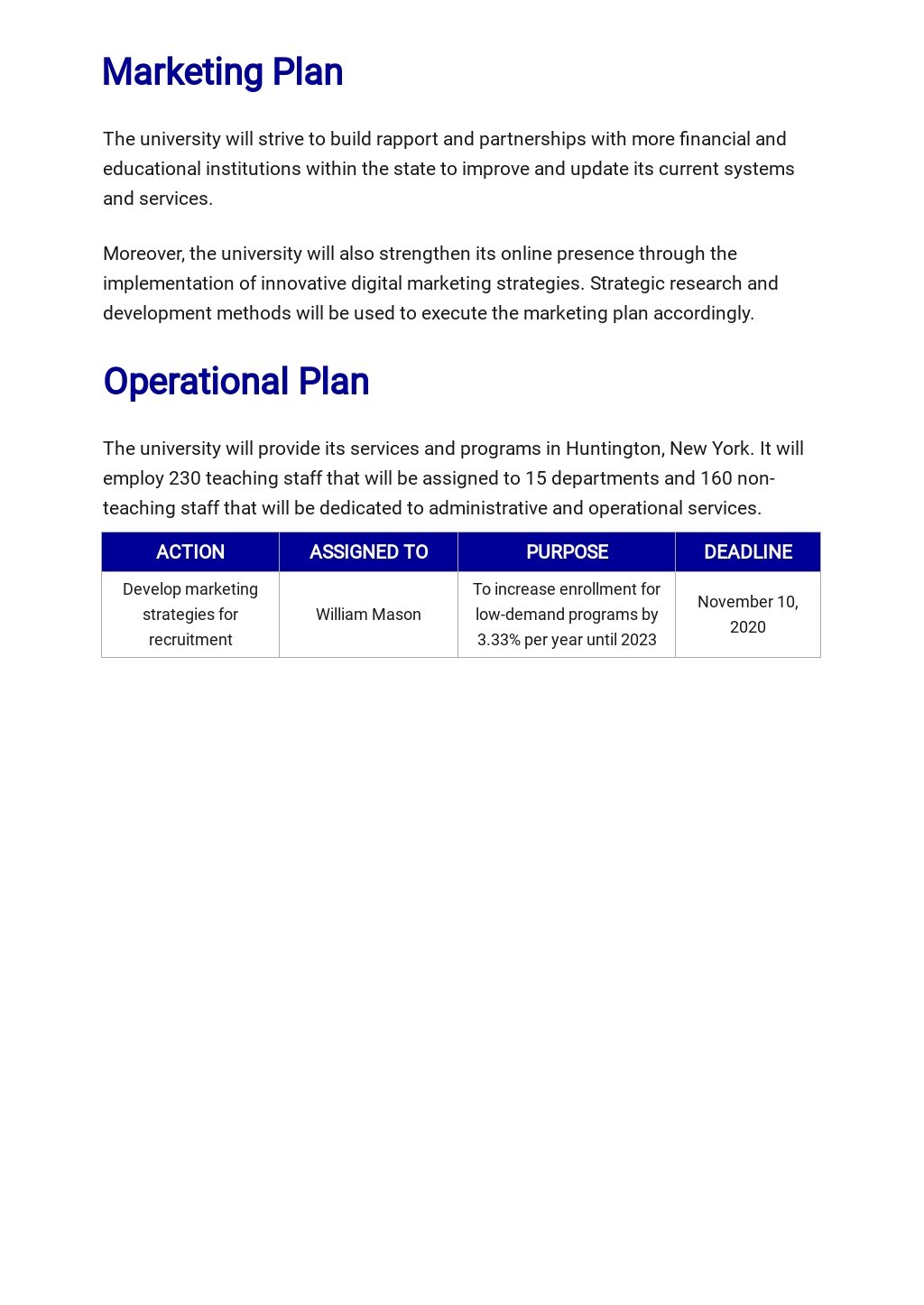 business plan university pdf