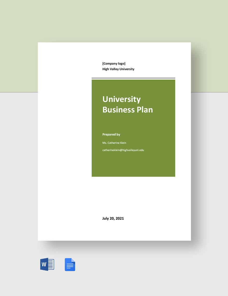 Free Sample University Business Plan Template