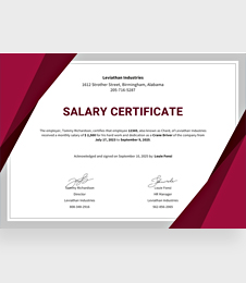 Free Salary Certificate Template in Microsoft Word, Microsoft Publisher ...