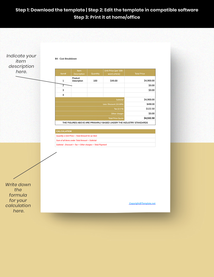Professional Freelance Writer Invoice Template in Google Sheets, Google