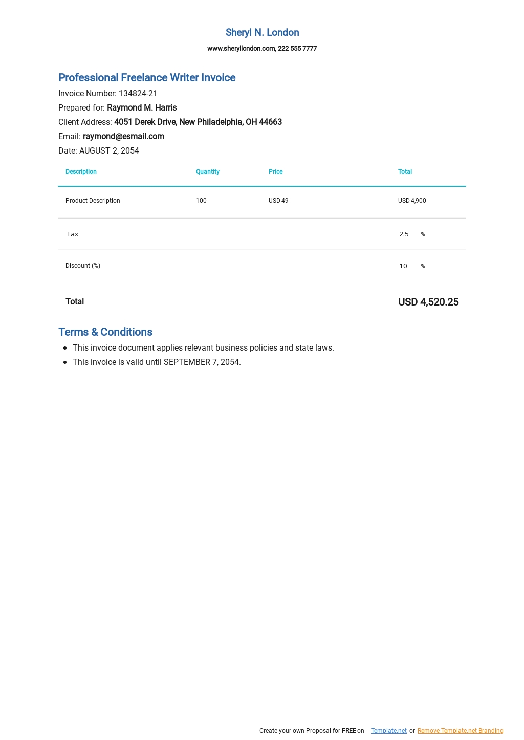 Free Freelancer Invoice Templates, 11+ Download in PDF, Google Docs