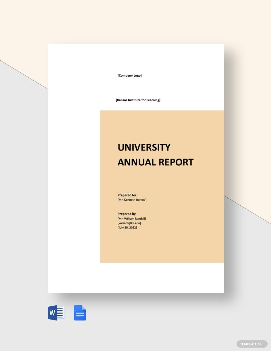 University Annual Report Template in Word, Google Docs, Apple Pages