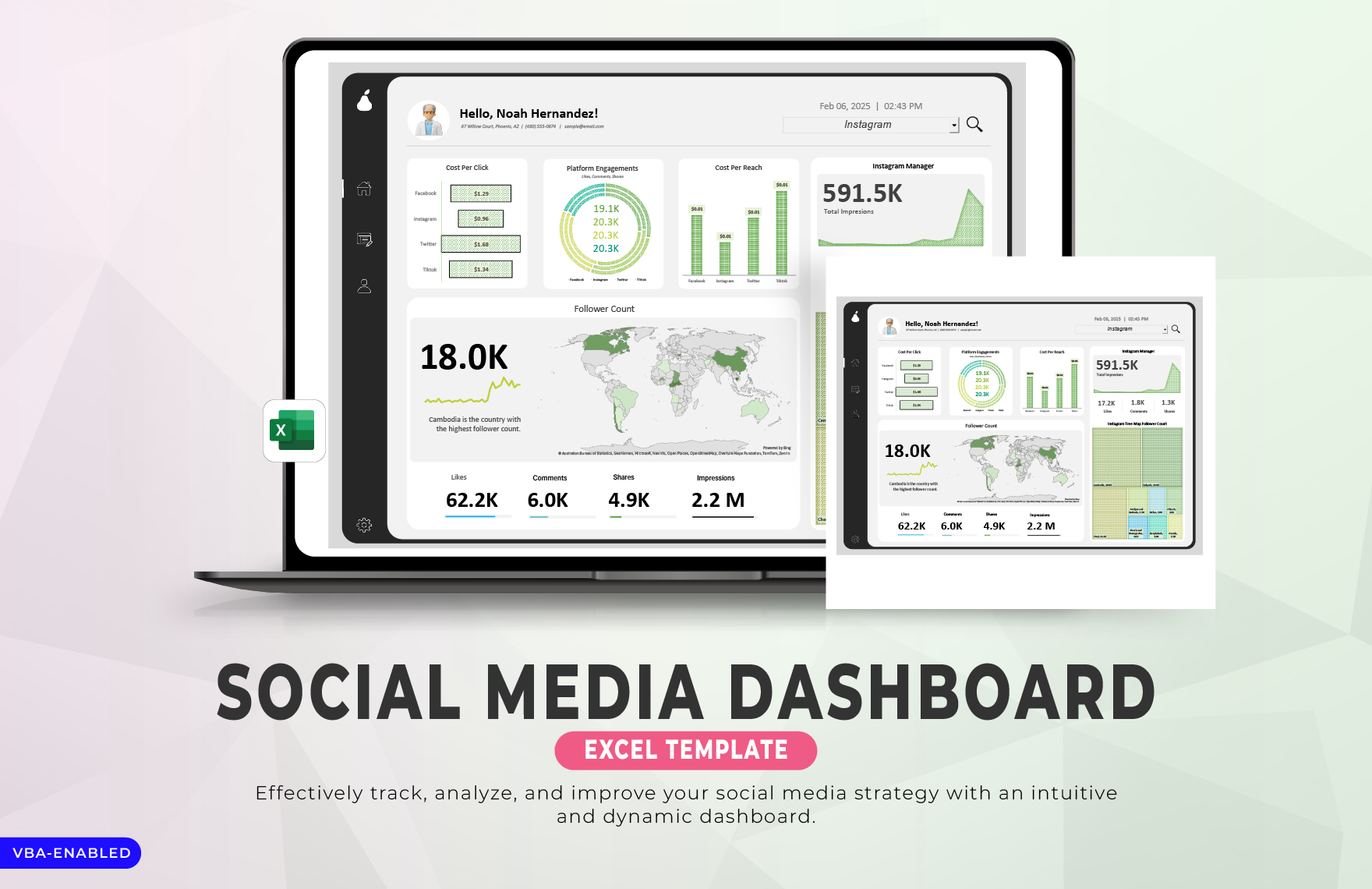 Social Media Dashboard Excel Template in Excel - Download | Template.net