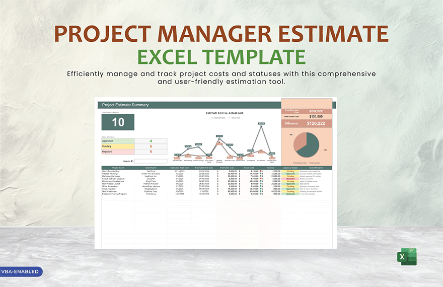 Project Manager Estimate Excel Template in Excel - Download | Template.net