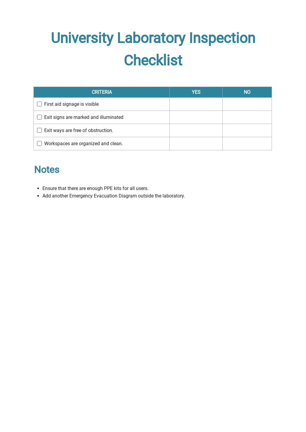 Inspection Checklist Templates in PDF