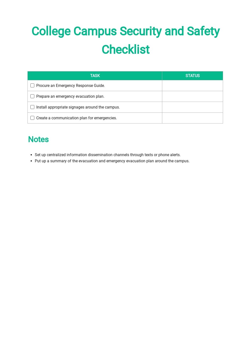 College Campus Security and Safety Checklist Template.jpe