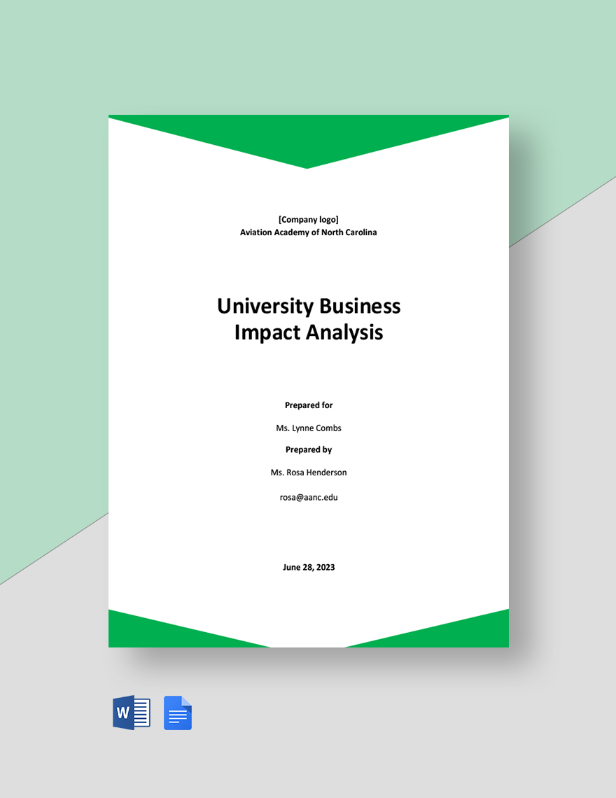University Business Impact Analysis Template
