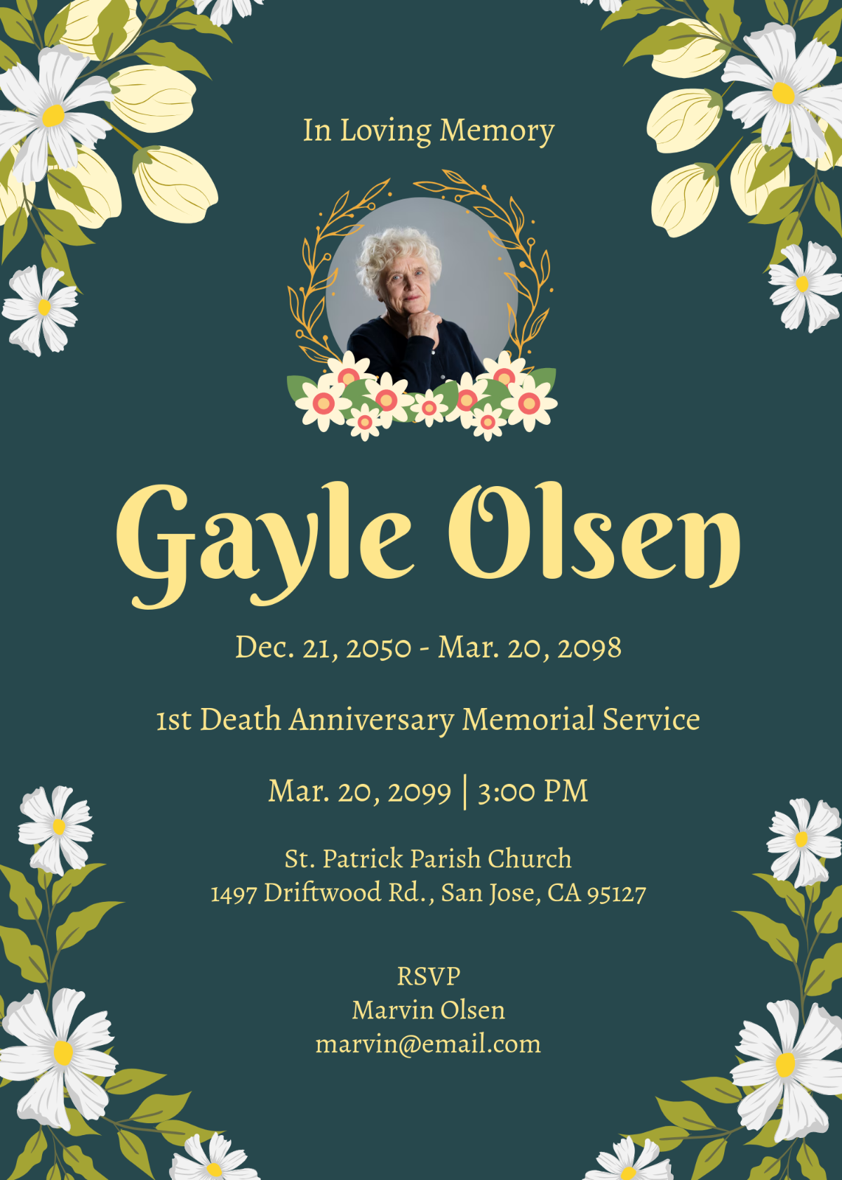 Free Memorial Invitation for 1st Year Anniversary Template