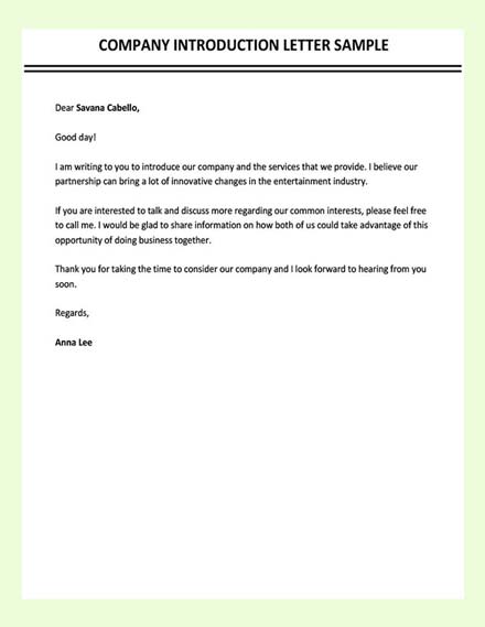 Company Introduction Letter Format Template - Google Docs, Word ...