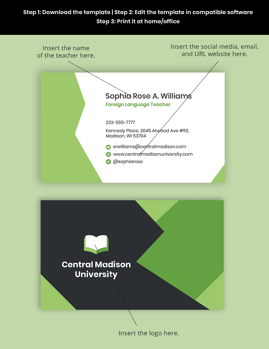 Language Learning Business Card Template