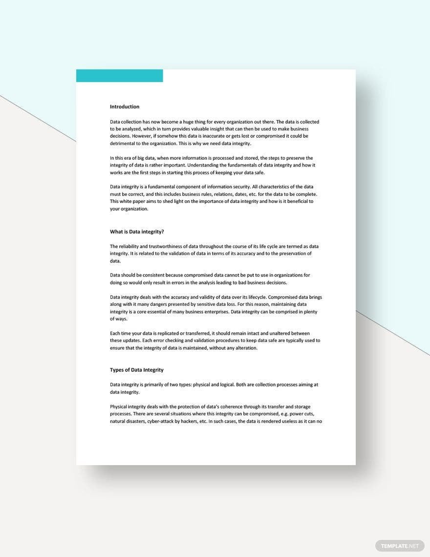Data integrity White Paper Template