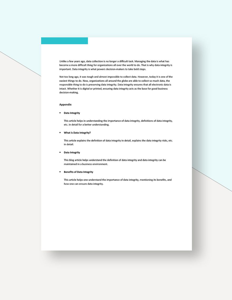 Data integrity White Paper Template