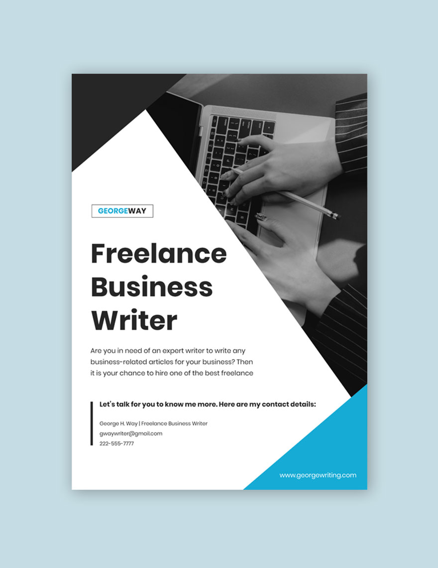 Freelance Writer Poster Template Example