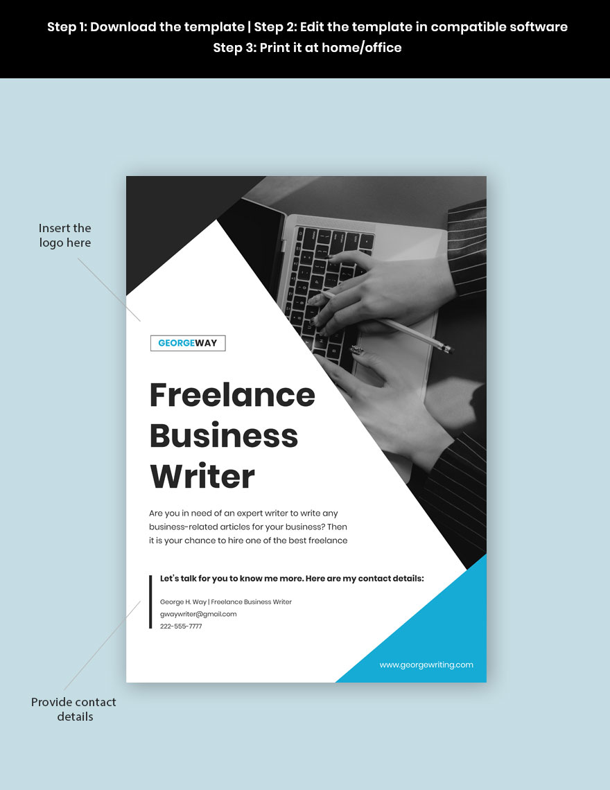 Professional Freelance Writer Poster Template