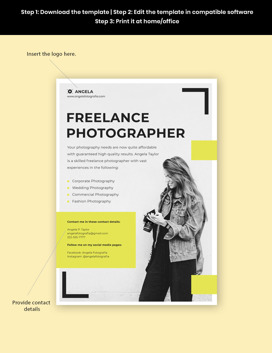 Sample Freelance Photographer Poster Template