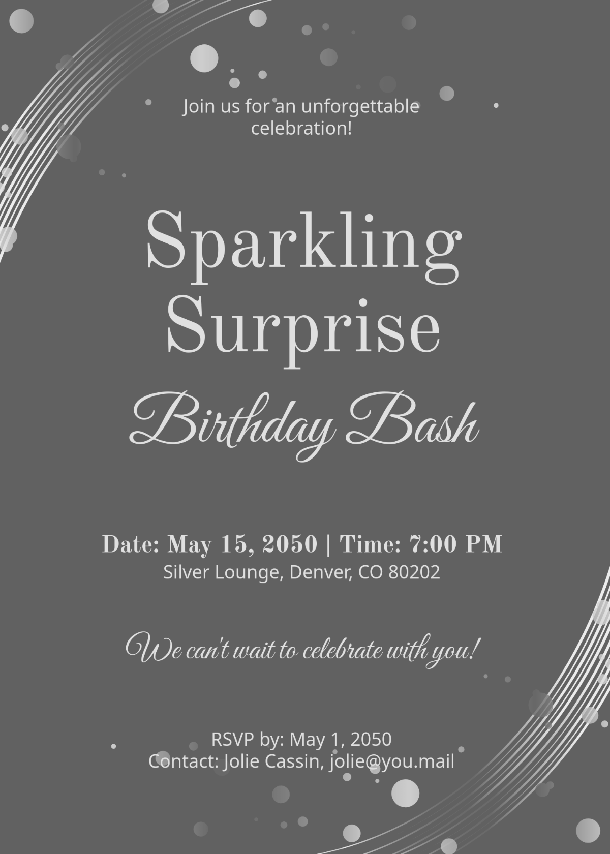 Free Silver Glitter Surprise Invitation Template