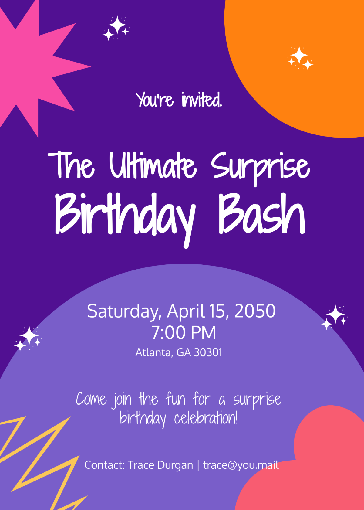 Free Customizable Fun Surprise Invitation Template