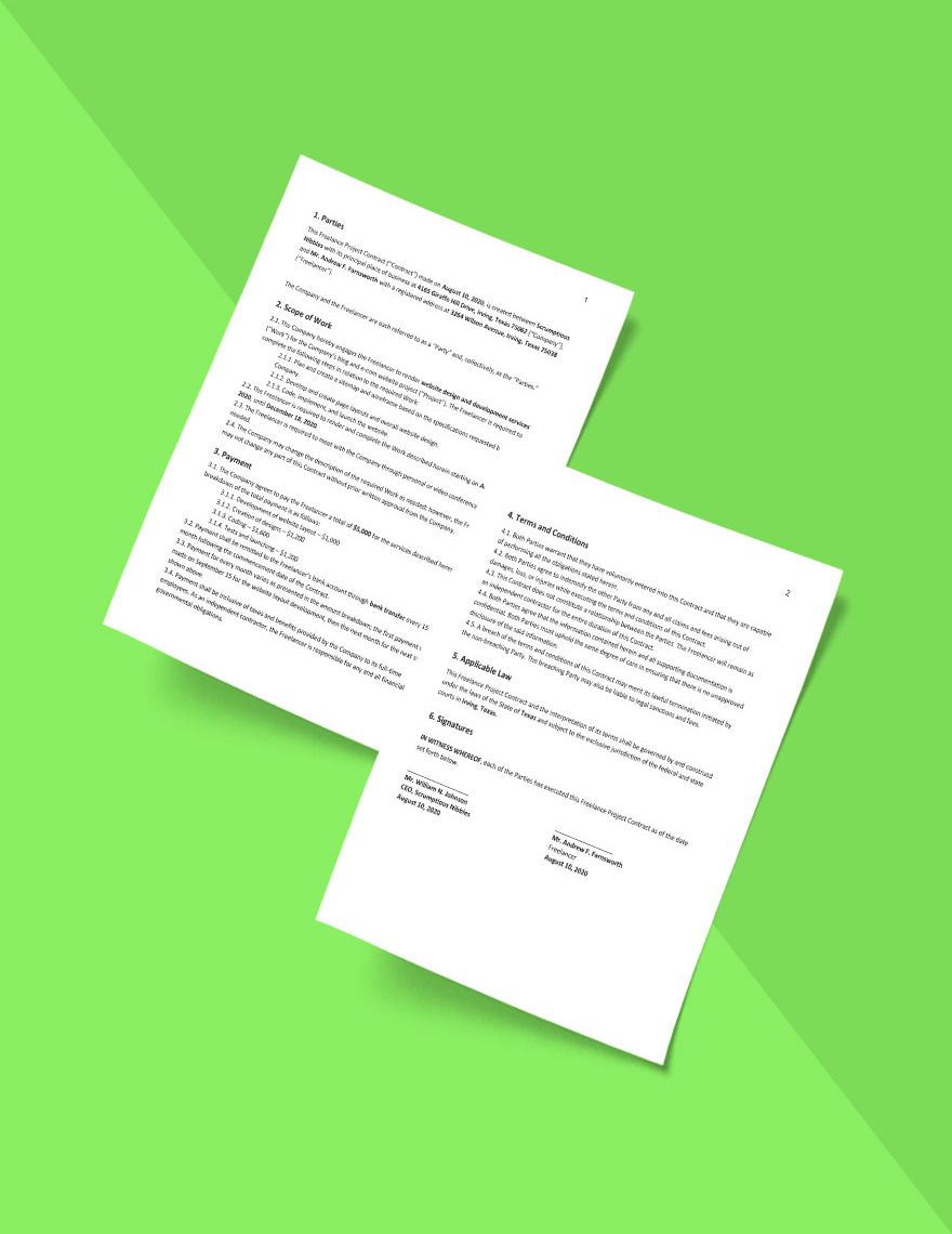 Freelance Project Contract Template