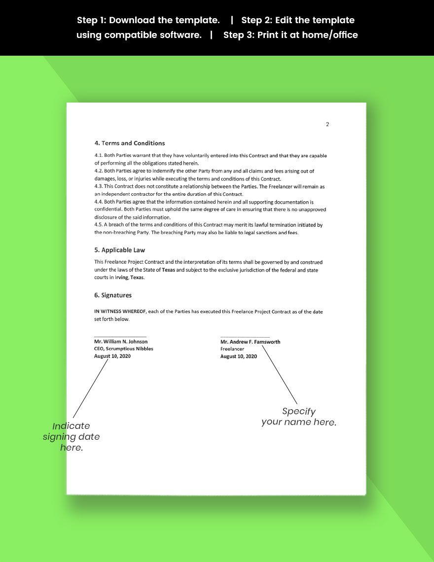 Freelance Project Contract Template Google Docs, Word, Apple Pages