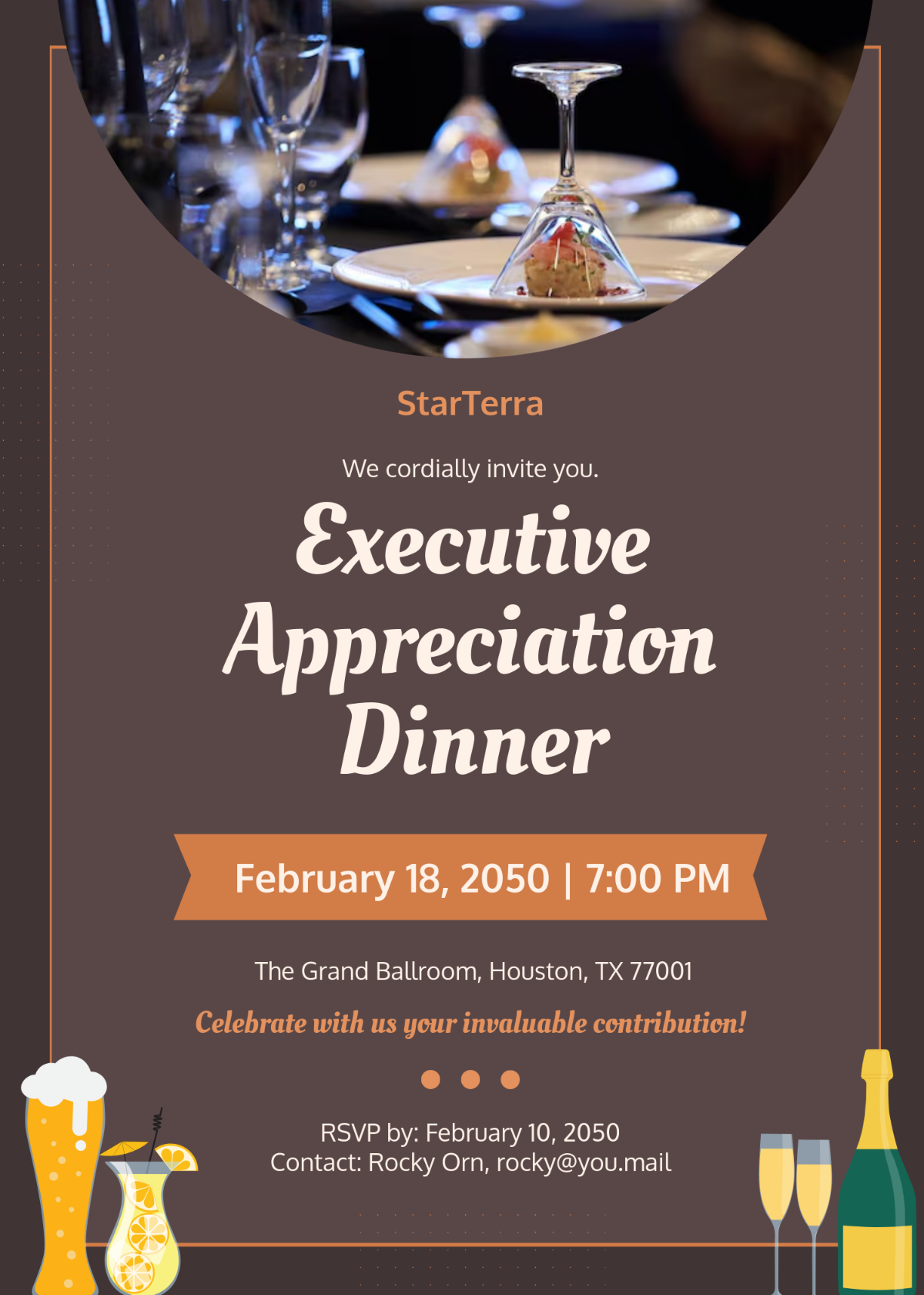 Free Professional Surprise Dinner Invitation Template