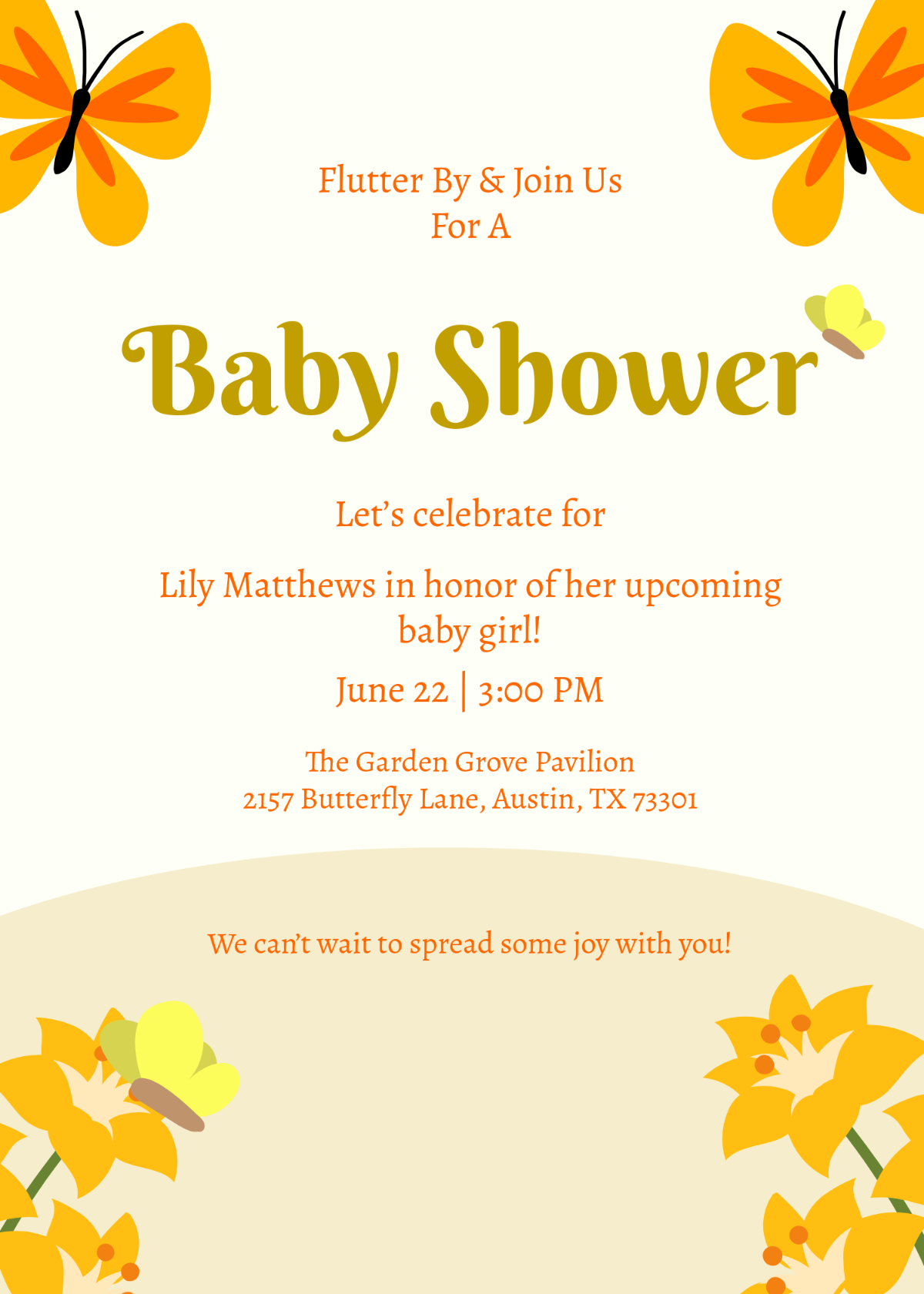 Free Butterfly Girl Baby Shower Invitation Template To Edit Online