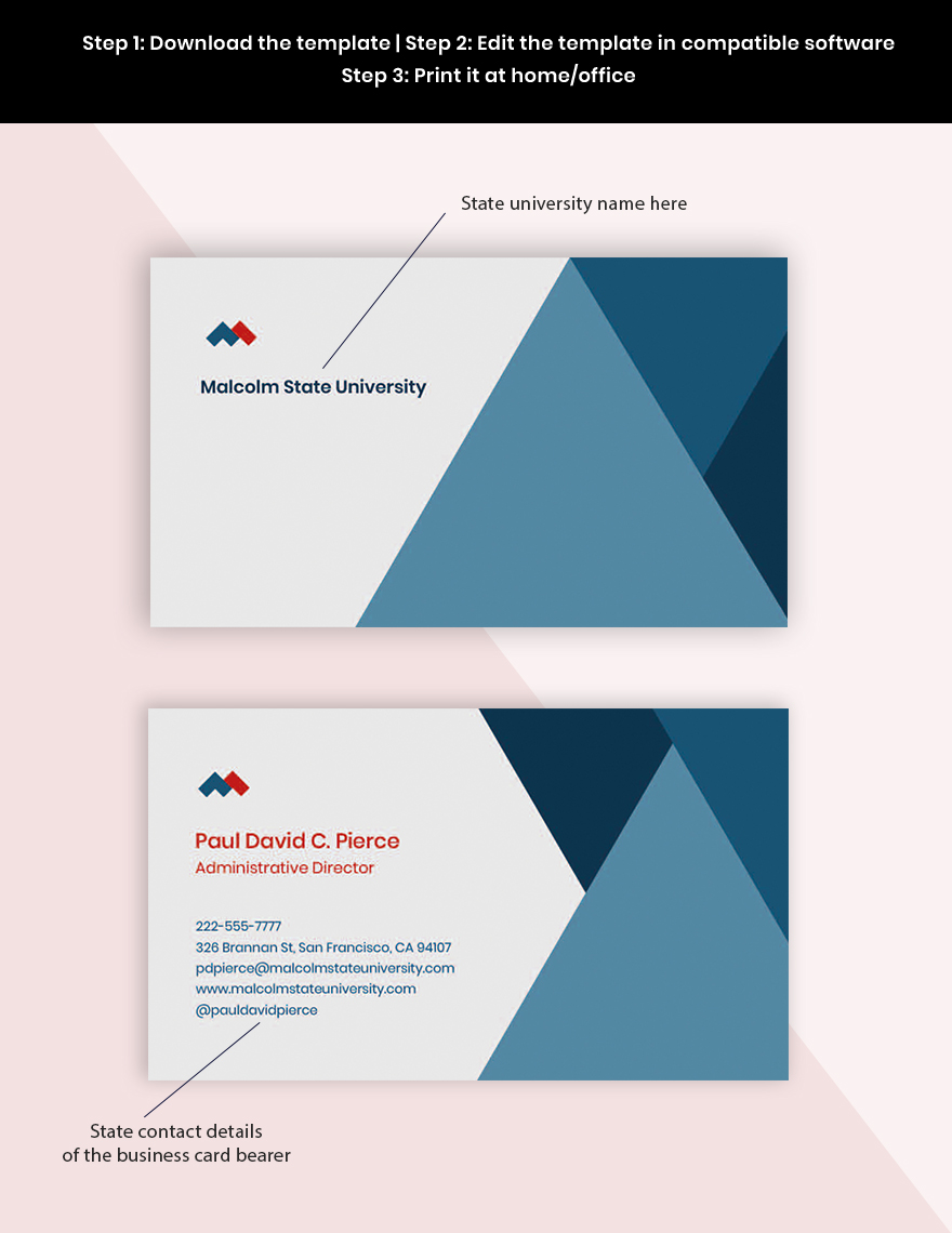 University Administrative Business Card Template