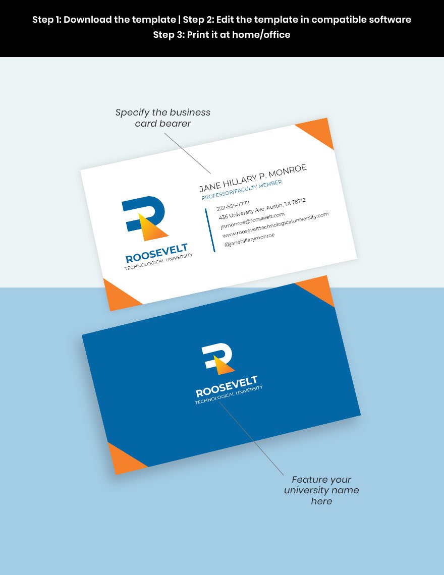 University Faculty Business Card Template