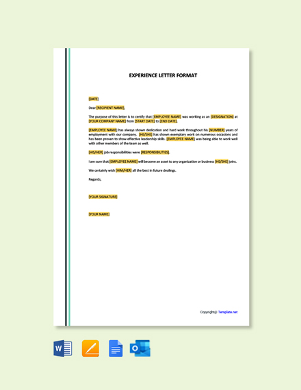 FREE Experience Letter Format Template - Word (DOC ...