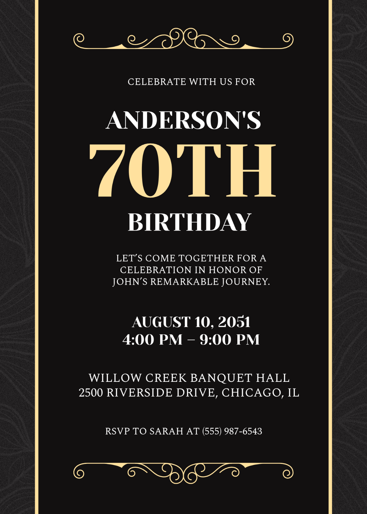 Free Luxury 70th Birthday Invitation Template