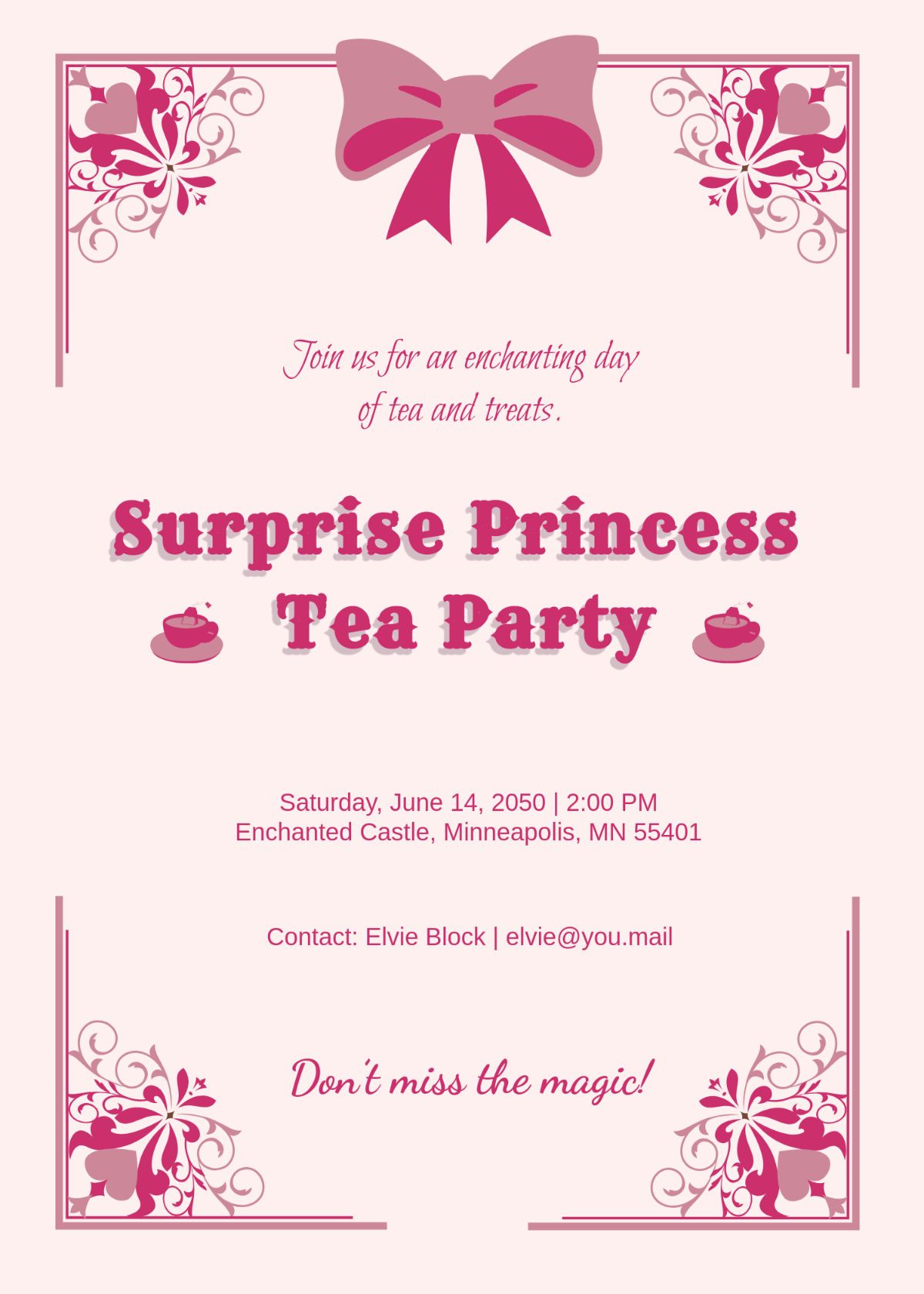Free Princess-Themed Surprise Invitation Template