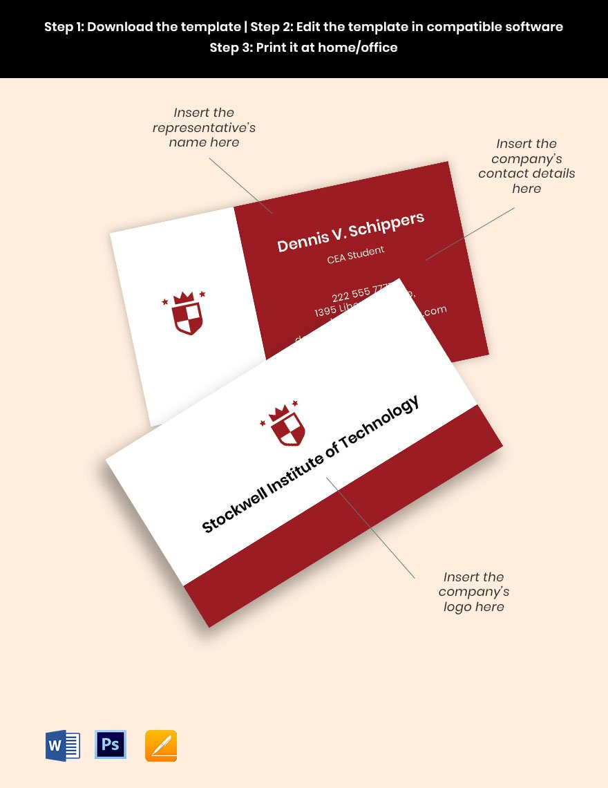 University Student Business Card Template