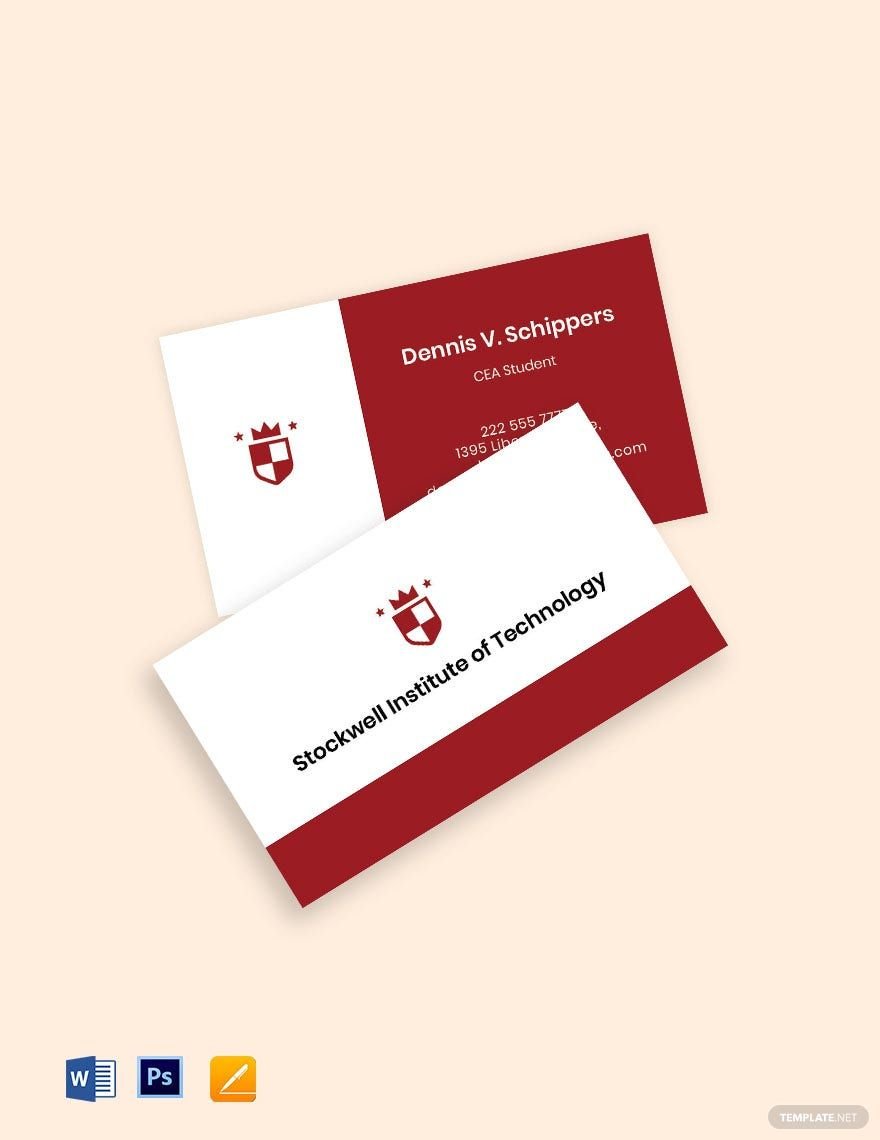 University Student Business Card Template