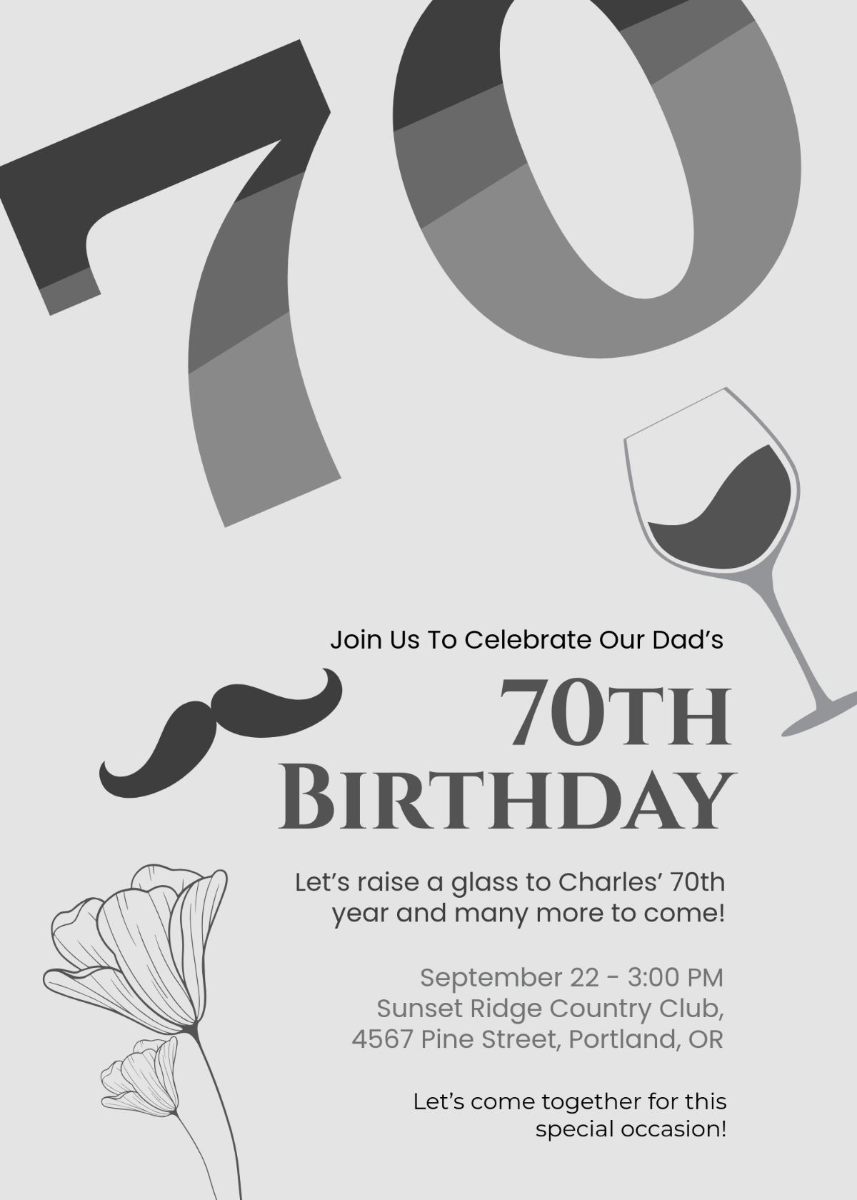 Free Dad 70th Birthday Invitation Template