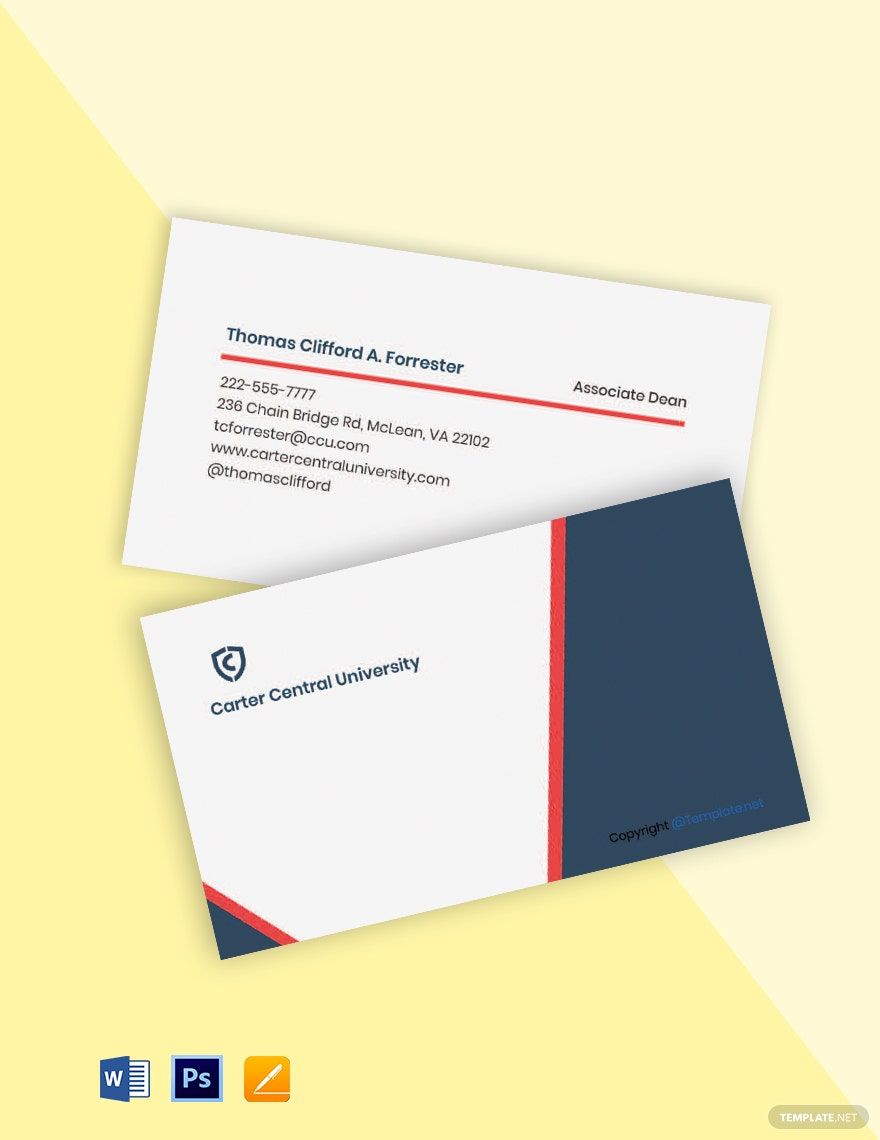 Free Simple University Business Card Template