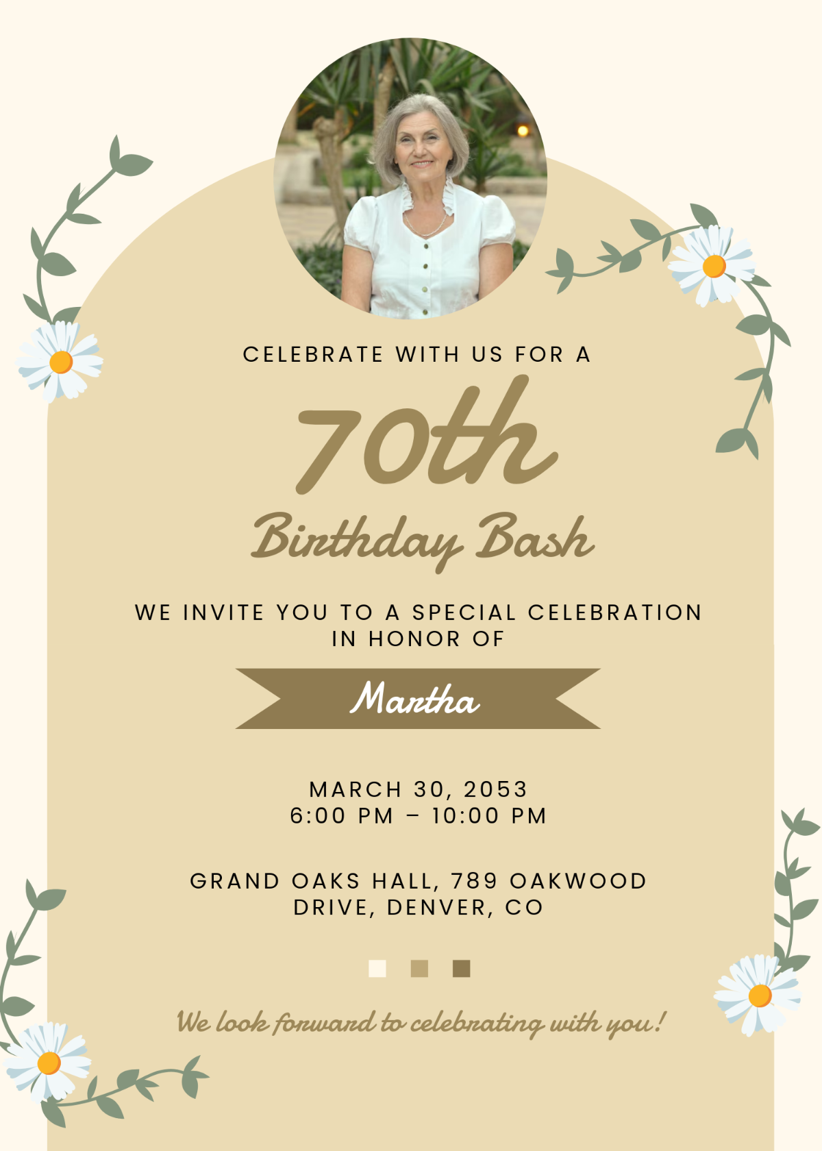 Free Classic 70th Birthday Invitation Template