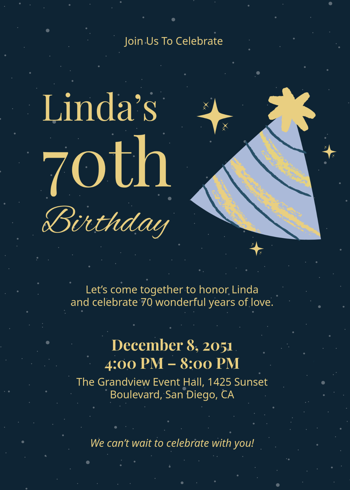 Free Best 70th Birthday Invitation Design Template