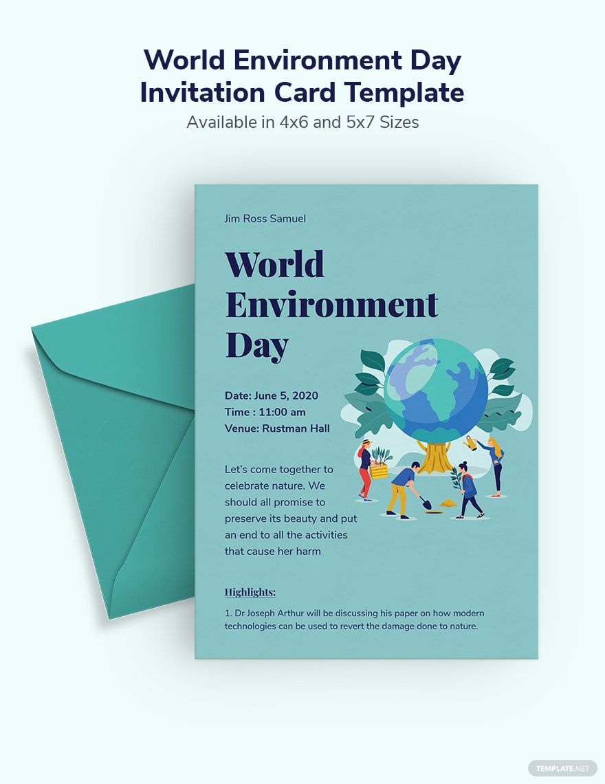 Free World Environment Day Invitation Card Template
