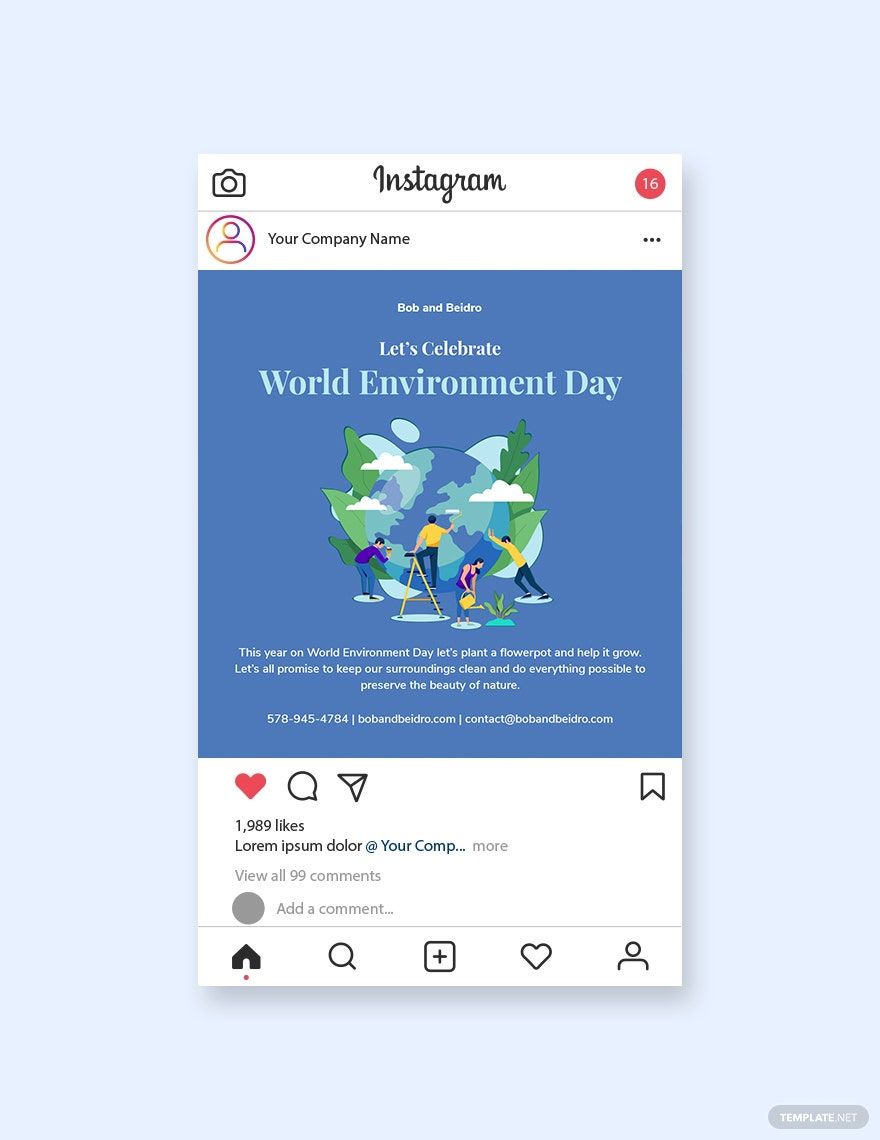 Free World Environment Day Instagram Post Template in PSD