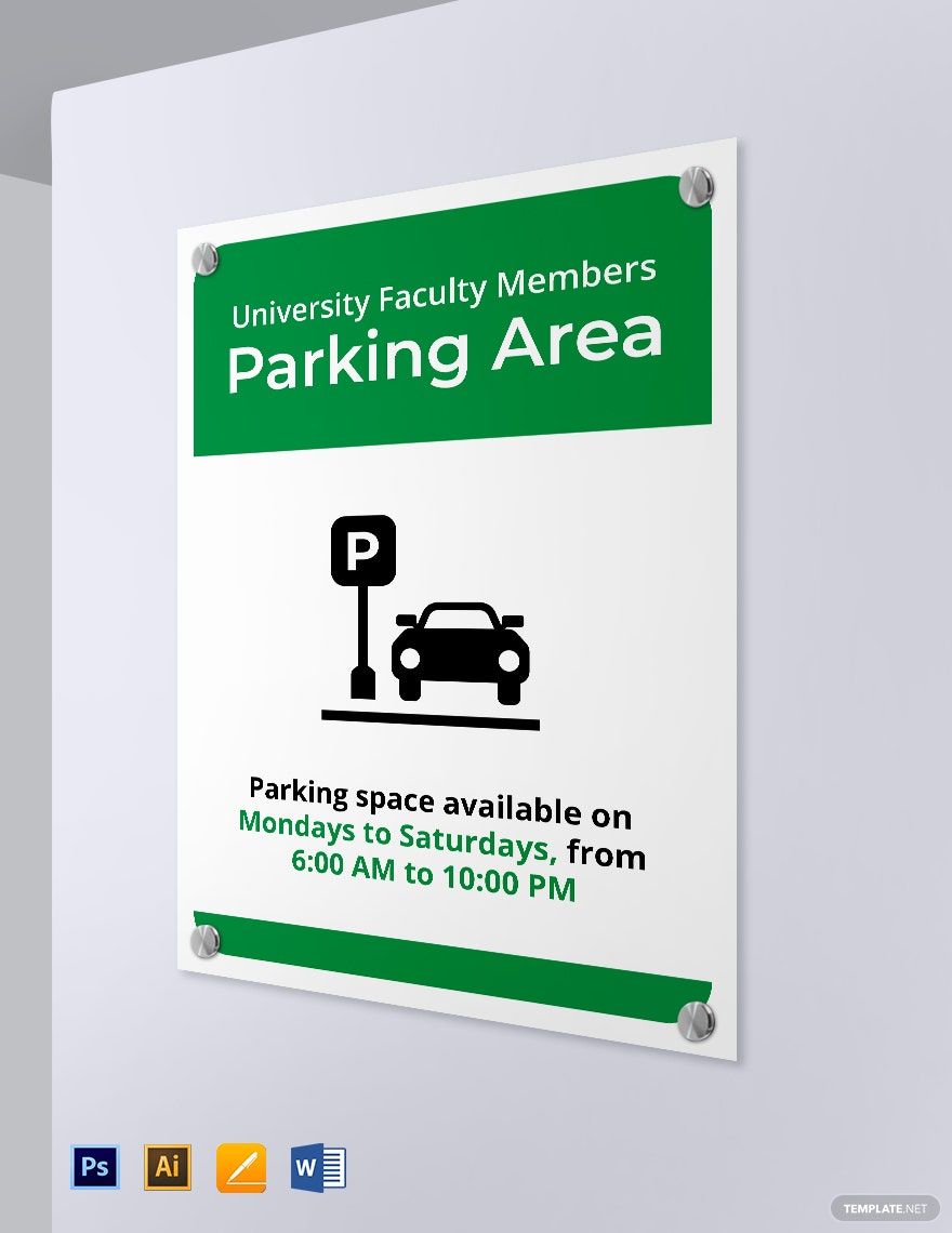 University Parking Sign Template