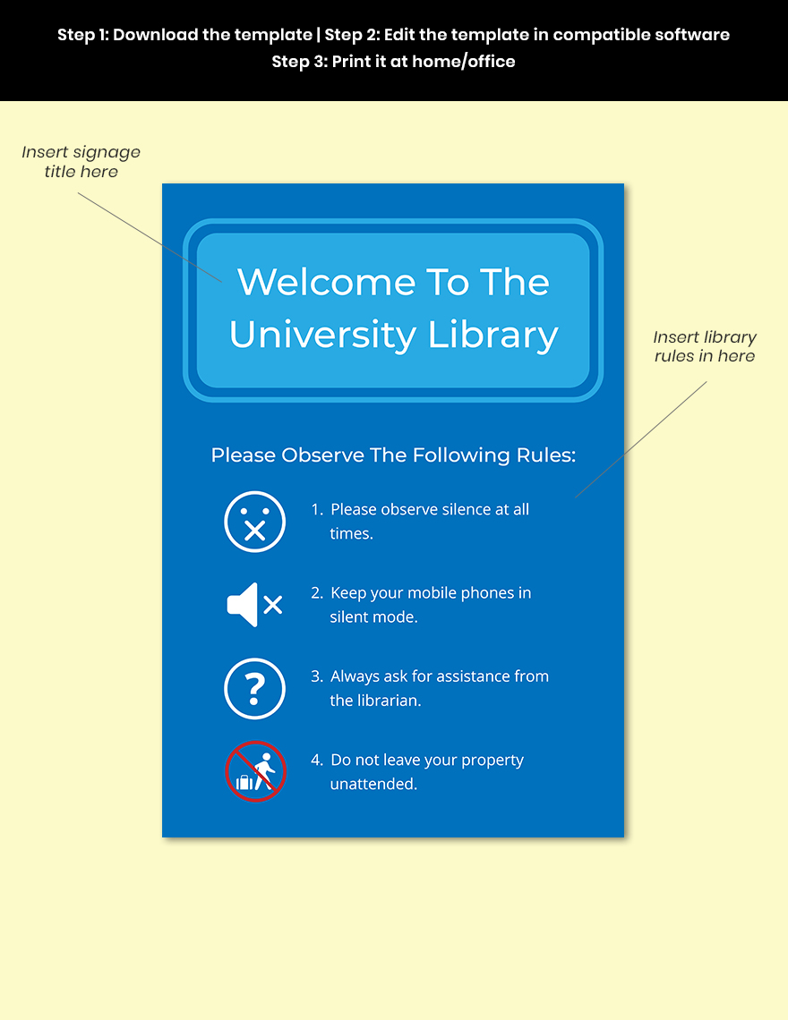 University Library Signage Template