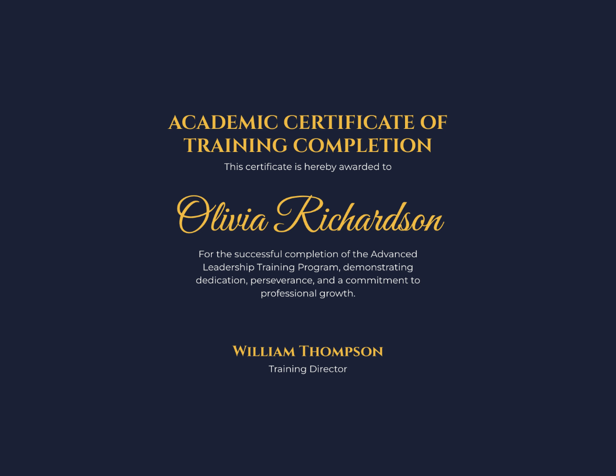 Free Academic Certificate for Training Completion Template to Edit Online